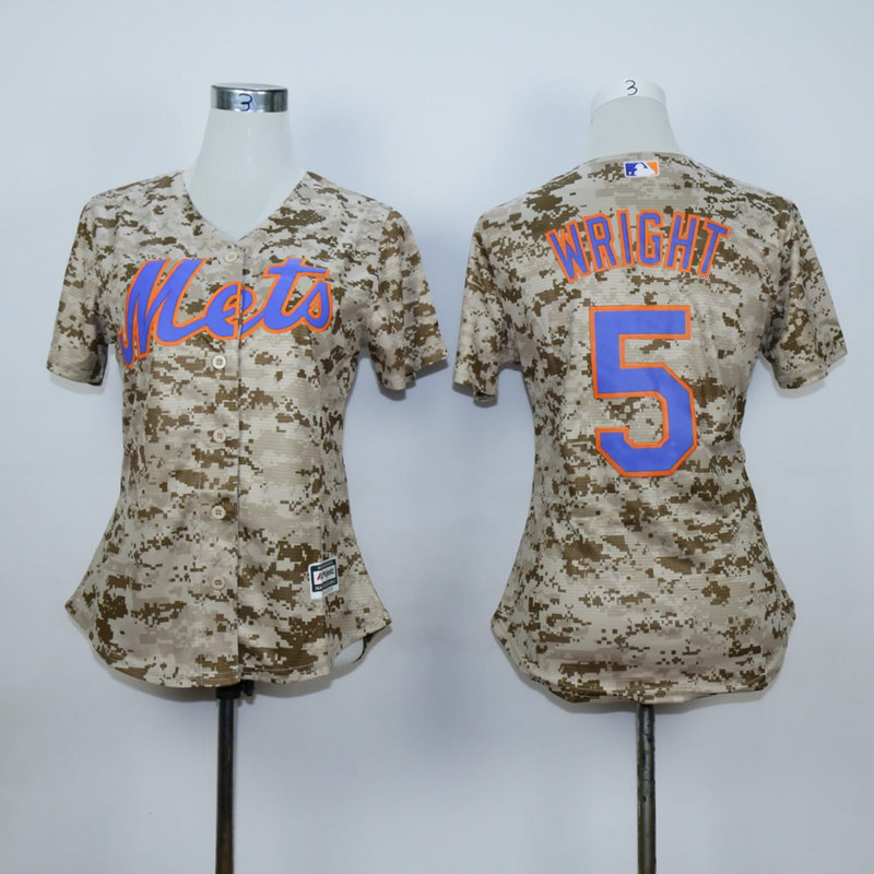 Women New York Mets #5 Wright Camo MLB Jerseys